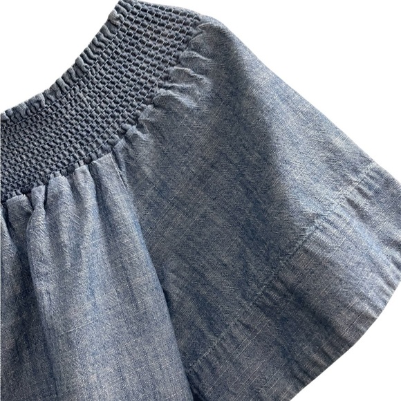 J. Crew Denim Blue Smocked Chambray Denim Dress Size 6 Petite - Picture 3 of 6